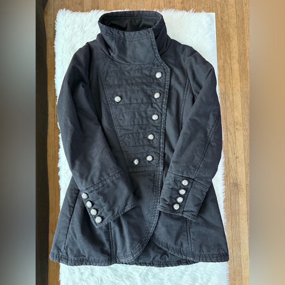 Dolce & Gabbana Black Trench Coat with Silver Buttons